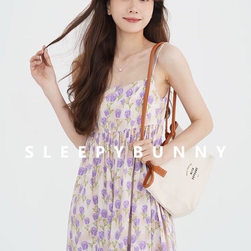 Floral Purple and White Dress